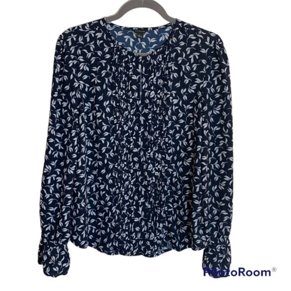 Ann Taylor Navy Floral Blouse